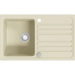 vidaXL Granitspüle Einzelbecken Beige