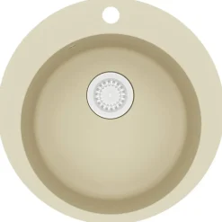 vidaXL Granitspüle Einzelbecken Rund Beige