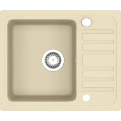 vidaXL Granitspüle Einzelbecken Beige