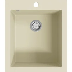 vidaXL Granitspüle Einzelbecken Beige