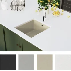 vidaXL Granitspüle Einzelbecken Beige