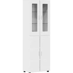 vidaXL Highboard FLORIN Hochglanz Weiß 60 x 35 x 182 cm Holzwerkstoff