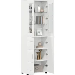 vidaXL Highboard FLORIN Hochglanz Weiß 60 x 35 x 182 cm Holzwerkstoff