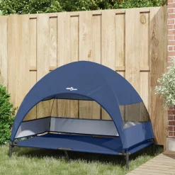 vidaXL Hochgelegtes Hundebett Marineblau 127 x 81 x 108 cm