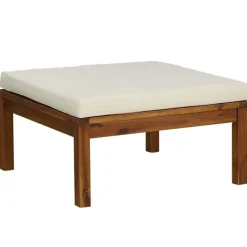 vidaXL Hocker mit Cremeweißem Kissen Massivholz Akazie