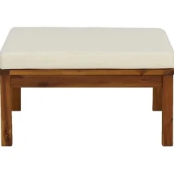 vidaXL Hocker mit Cremeweißem Kissen Massivholz Akazie