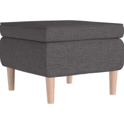 vidaXL Hocker mit Holzbeinen Dunkelgrau Stoff