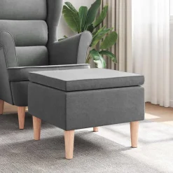vidaXL Hocker mit Holzbeinen Dunkelgrau Stoff