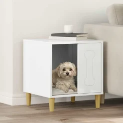 vidaXL Hundehütte Glänzend Weiß 44 x 42 x 49 cm Holzwerkstoff