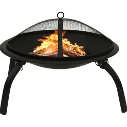 vidaXL 2-in-1 Feuerstelle und Grill mit Schürhaken 56x56x49 cm Stahl