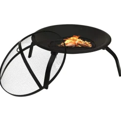 vidaXL 2-in-1 Feuerstelle und Grill mit Schürhaken 56x56x49 cm Stahl