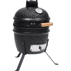 vidaXL 2-in-1 Kamado-Grill Smoker Keramik 56 cm Schwarz