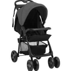 vidaXL 3-in-1 Kinderwagen Dunkelgrau und Schwarz Stahl