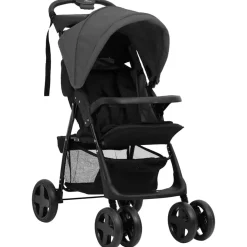vidaXL 3-in-1 Kinderwagen Dunkelgrau und Schwarz Stahl
