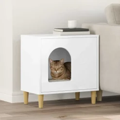vidaXL Katzenhaus Glänzend Weiß 51 x 30 x 52 cm Holzwerkstoff