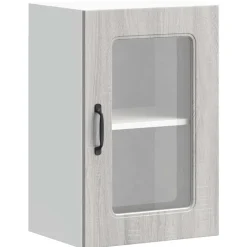 vidaXL Küchen-Hängeschrank mit Glastür Kalmar Grau Sonoma Holzwerkstoff