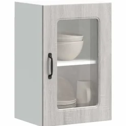vidaXL Küchen-Hängeschrank mit Glastür Kalmar Grau Sonoma Holzwerkstoff