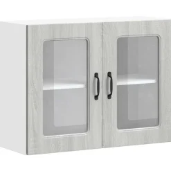 vidaXL Küchen-Hängeschrank mit Glastür Kalmar Grau Sonoma Holzwerkstoff