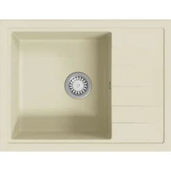 vidaXL Küchenspüle mit Überlauf Oval Beige Granit