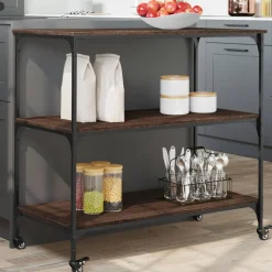 vidaXL Küchenwagen Braun Eichen-Optik 102x50x95 cm Holzwerkstoff