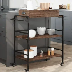 vidaXL Küchenwagen Braun Eichen-Optik 81,5x41x92,5 cm Holzwerkstoff