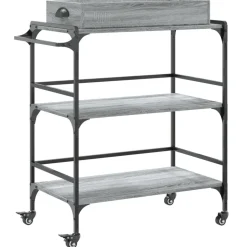 vidaXL Küchenwagen Grau Sonoma 81,5x41x92,5 cm Holzwerkstoff