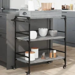 vidaXL Küchenwagen Grau Sonoma 81,5x41x92,5 cm Holzwerkstoff