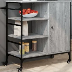 vidaXL Küchenwagen Grau Sonoma 87,5x38,5x84,5 cm Holzwerkstoff