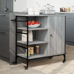 vidaXL Küchenwagen Grau Sonoma 87,5x38,5x84,5 cm Holzwerkstoff