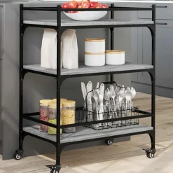vidaXL Küchenwagen Grau Sonoma 65x40x86,5 cm Holzwerkstoff