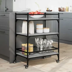 vidaXL Küchenwagen Grau Sonoma 65x40x86,5 cm Holzwerkstoff