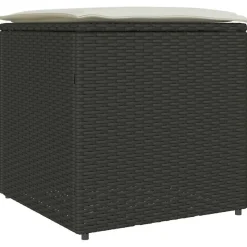 vidaXL Kissenbox mit Speicher Schwarz 50 x 50 x 50 cm Poly-Rattan