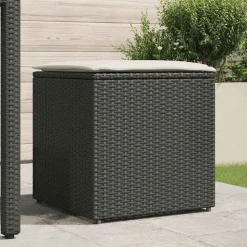vidaXL Kissenbox mit Speicher Schwarz 50 x 50 x 50 cm Poly-Rattan