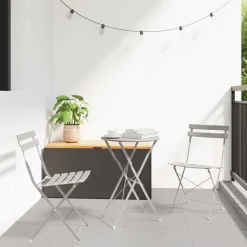 vidaXL Klapp Bistro Set 3 pcs Beige Stahl