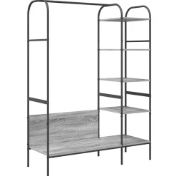 vidaXL Kleiderständer mit Regal Grau 120 x 44 x 160 cm Holzwerkstoff