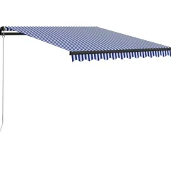 vidaXL Markise Manuell Einziehbar mit LED 300x250 cm Blau & Weiß