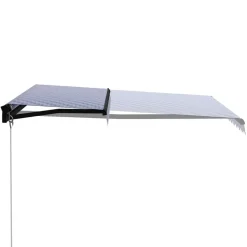 vidaXL Markise Manuell Einziehbar mit LED 300x250 cm Blau & Weiß