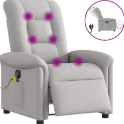 vidaXL Massagesessel Elektrisch Wolkengrau Stoff