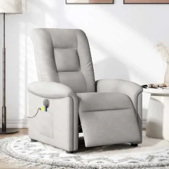 vidaXL Massagesessel Elektrisch Wolkengrau Stoff