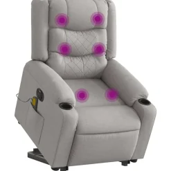 vidaXL Massagesessel mit Aufstehhilfe Elektrisch Wolkengrau Stoff