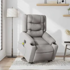 vidaXL Massagesessel mit Aufstehhilfe Elektrisch Wolkengrau Stoff