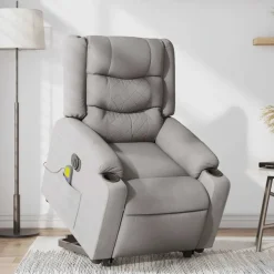 vidaXL Massagesessel mit Aufstehhilfe Elektrisch Wolkengrau Stoff