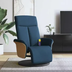 vidaXL Massagesessel mit Fußteil Blau Stoff
