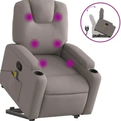 vidaXL Massagesessel mit Aufstehhilfe Taupe Stoff