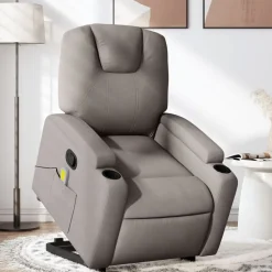vidaXL Massagesessel mit Aufstehhilfe Taupe Stoff