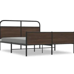 vidaXL Metallbett ohne Matratze Braun Eichen-Optik 150x200 cm
