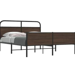 vidaXL Metallbett ohne Matratze Braun Eichen-Optik 150x200 cm