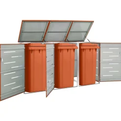 vidaXL Mülltonnenbox für 3 Tonnen 207x77,5x112,5 cm Edelstahl
