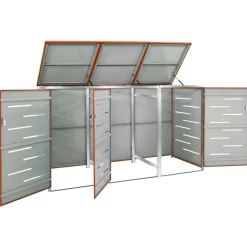 vidaXL Mülltonnenbox für 3 Tonnen 207x77,5x112,5 cm Edelstahl