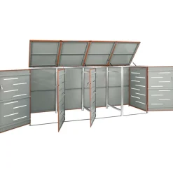 vidaXL Mülltonnenbox für 4 Tonnen 276,5x77,5x112,5 cm Edelstahl